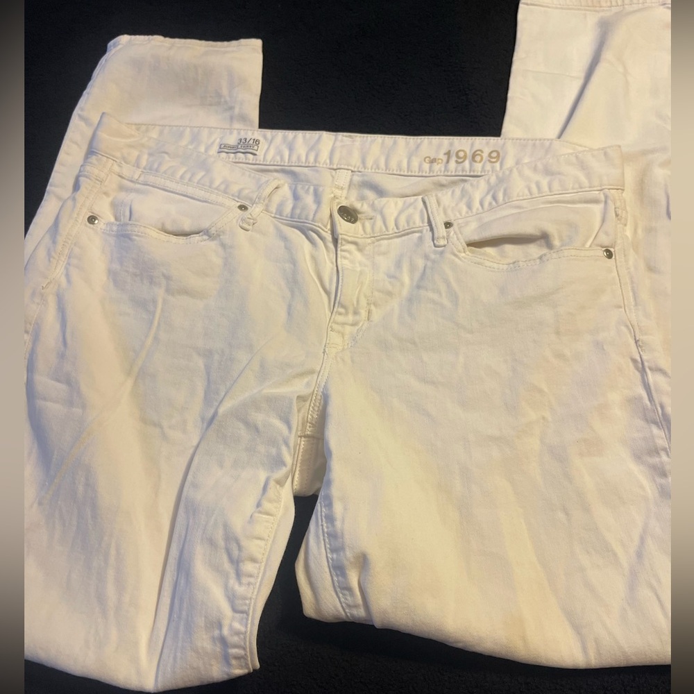 Gap‎ 1969 Always Skinny white denim jeans size 33/16